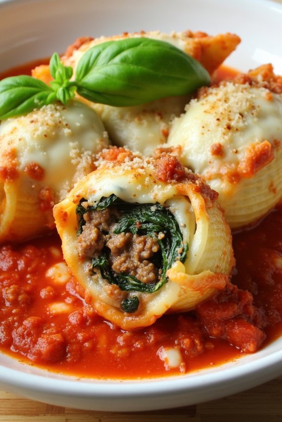 beef and spinach stuffed shells