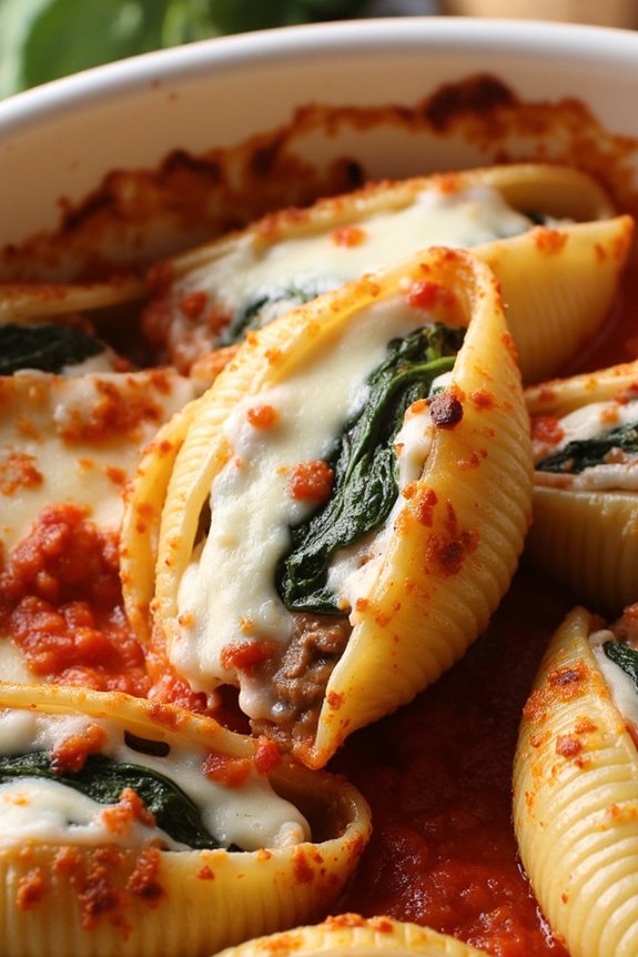 beef and spinach stuffed shells
