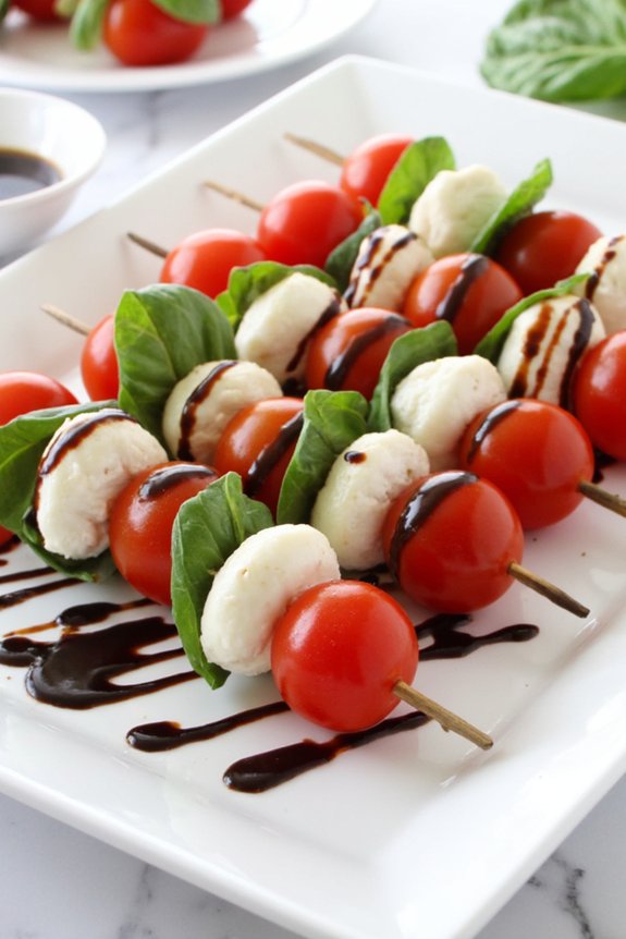 caprese skewers with glaze