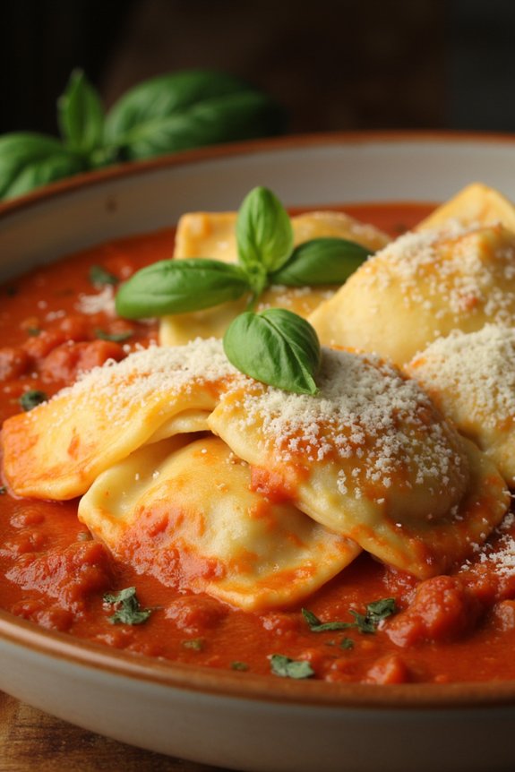 cheese filled pasta delightfully sauced