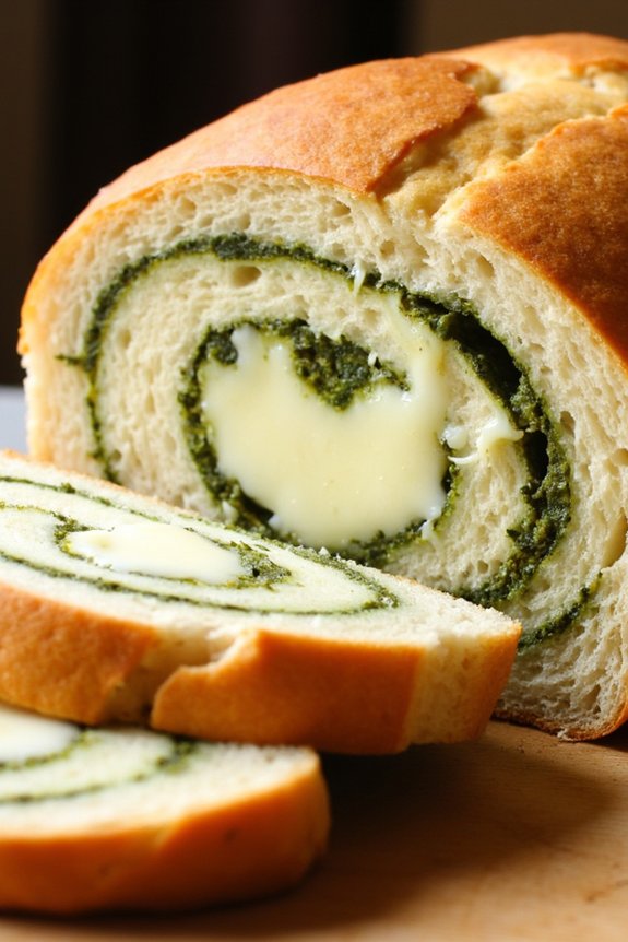 cheesy pesto swirl bread
