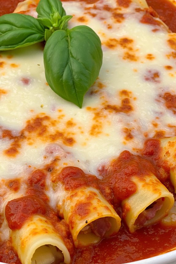 comforting ham and cheese manicotti