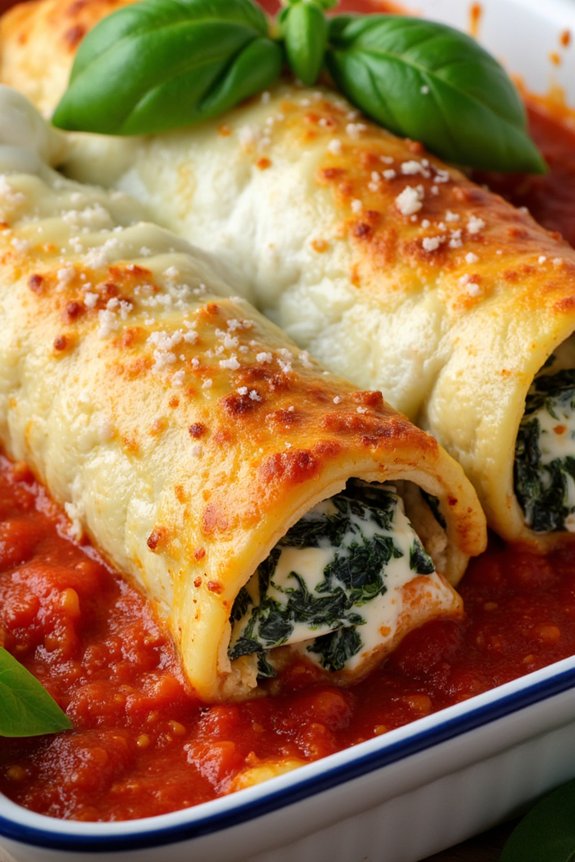 comforting spinach ricotta cannelloni