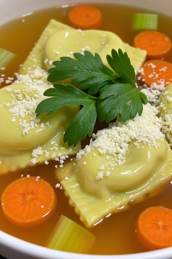 comforting spinach tortellini broth