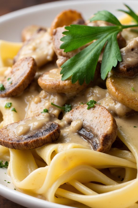 creamy beef fettuccine dish