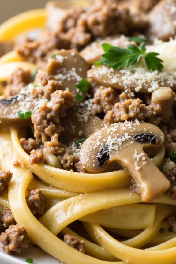 creamy beef mushroom pasta