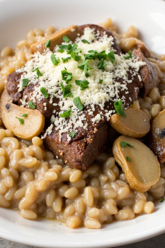 creamy beef mushroom risotto