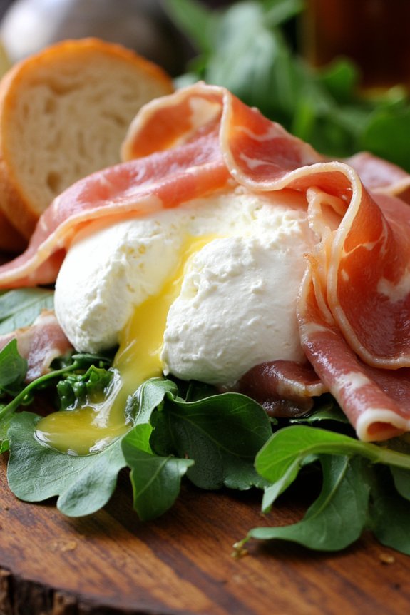 creamy burrata prosciutto arugula