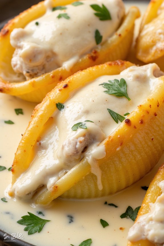creamy cheese filled pasta shells