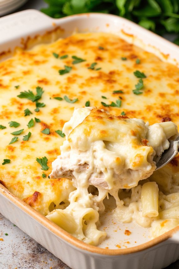 creamy chicken alfredo casserole