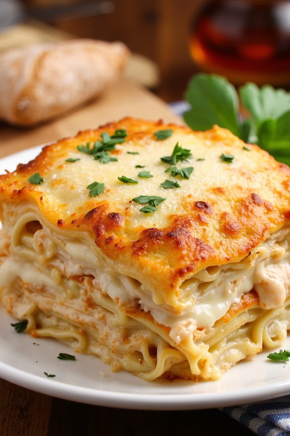 creamy chicken alfredo lasagna