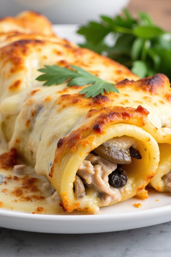 creamy chicken mushroom cannelloni