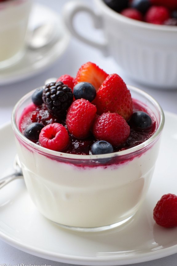 creamy dessert with berries