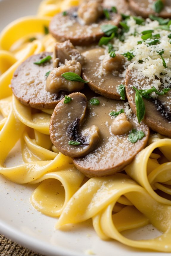 creamy garlic mushroom tagliatelle
