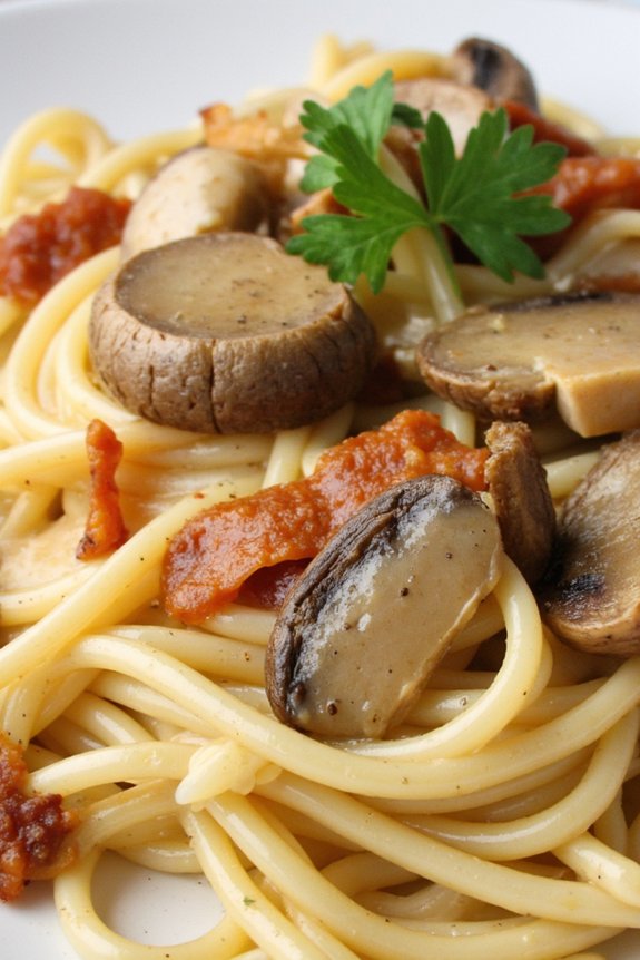 creamy mushroom pancetta carbonara