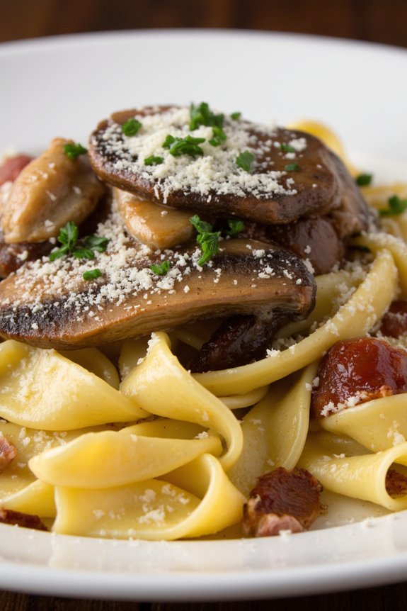 creamy pancetta mushroom fettuccine