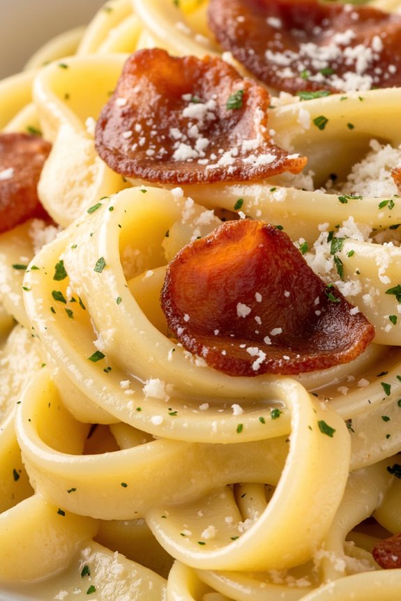 creamy pancetta pasta dish
