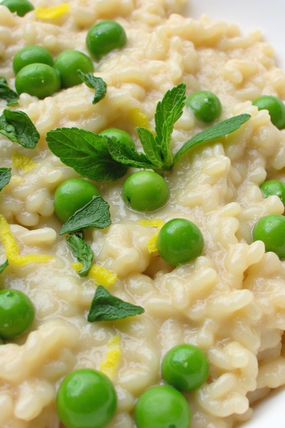 creamy pea mint risotto