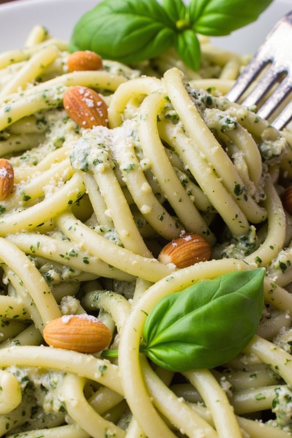 creamy pesto alfredo linguine