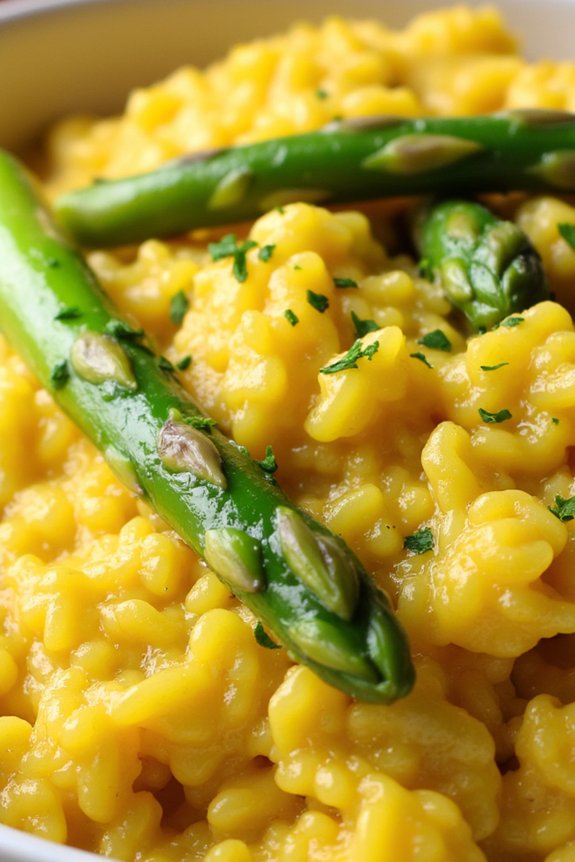 creamy saffron asparagus risotto
