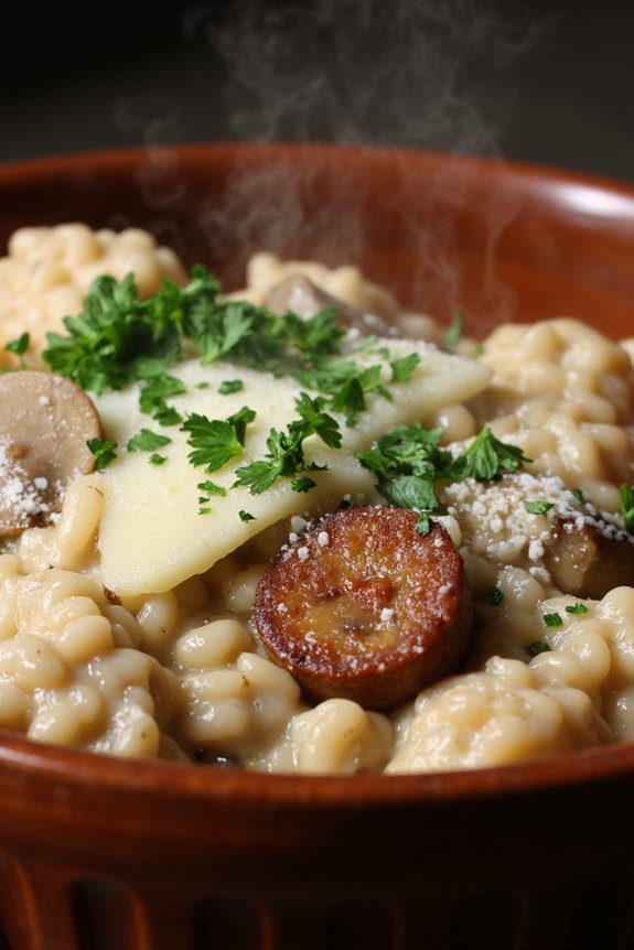 creamy sausage mushroom risotto