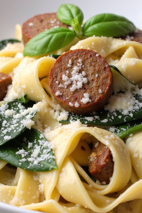 creamy sausage spinach fettuccine