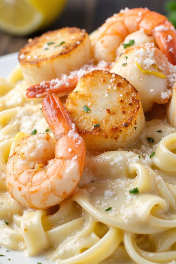 creamy seafood fettuccine delight