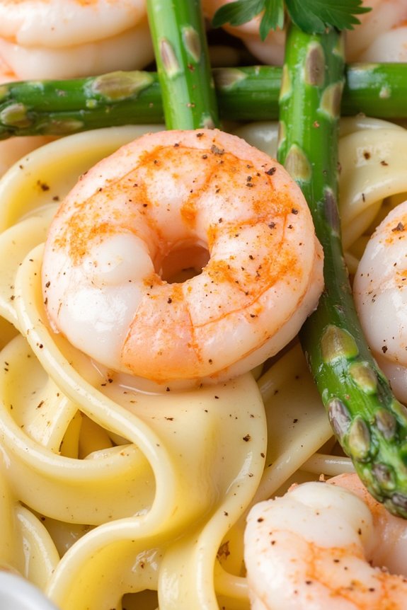 creamy shrimp asparagus fettuccine