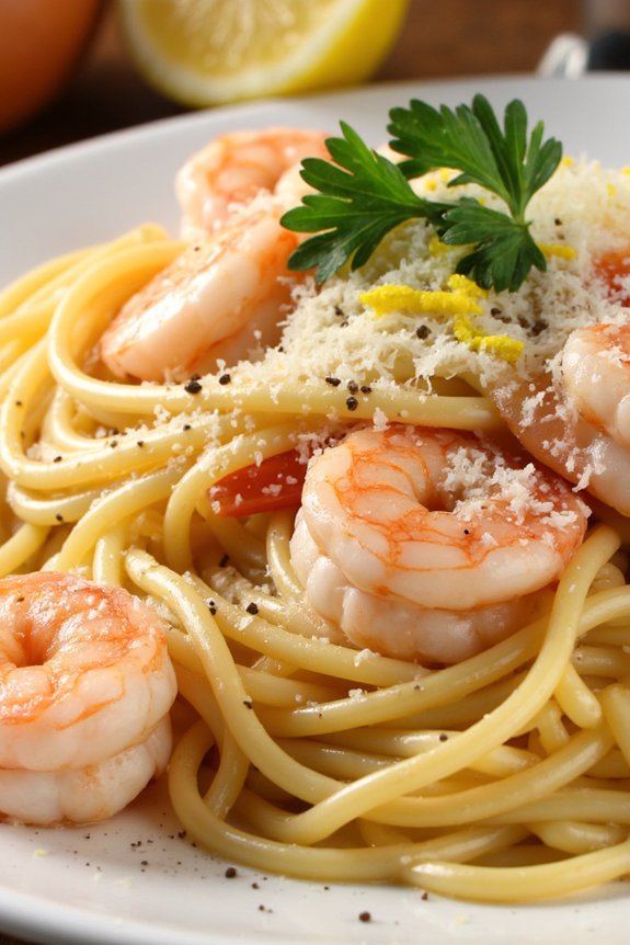 creamy shrimp seafood carbonara
