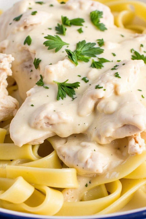 creamy slow cooked chicken pasta