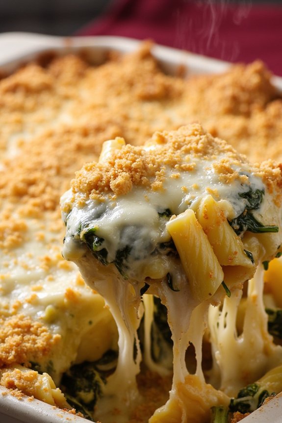 creamy spinach artichoke pasta bake