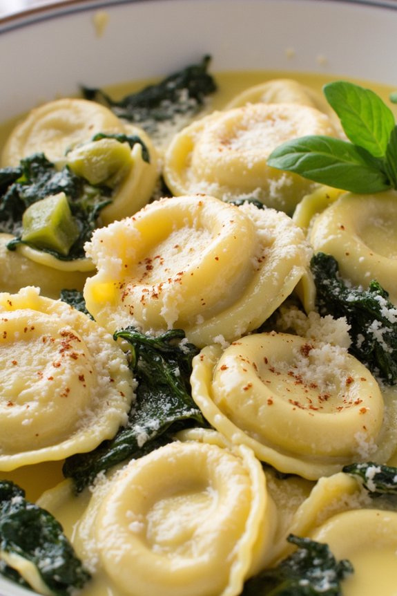 creamy spinach artichoke tortellini