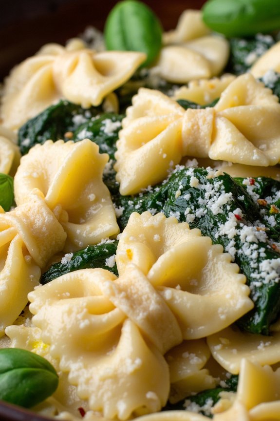 creamy spinach goat cheese farfalle