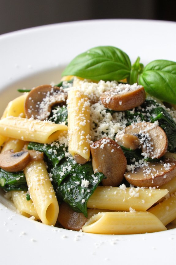 creamy spinach mushroom pasta