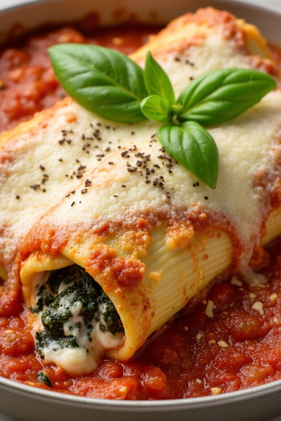 creamy spinach ricotta cannelloni