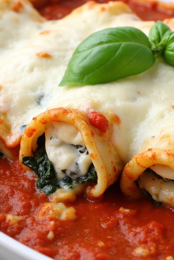 creamy spinach ricotta cannelloni