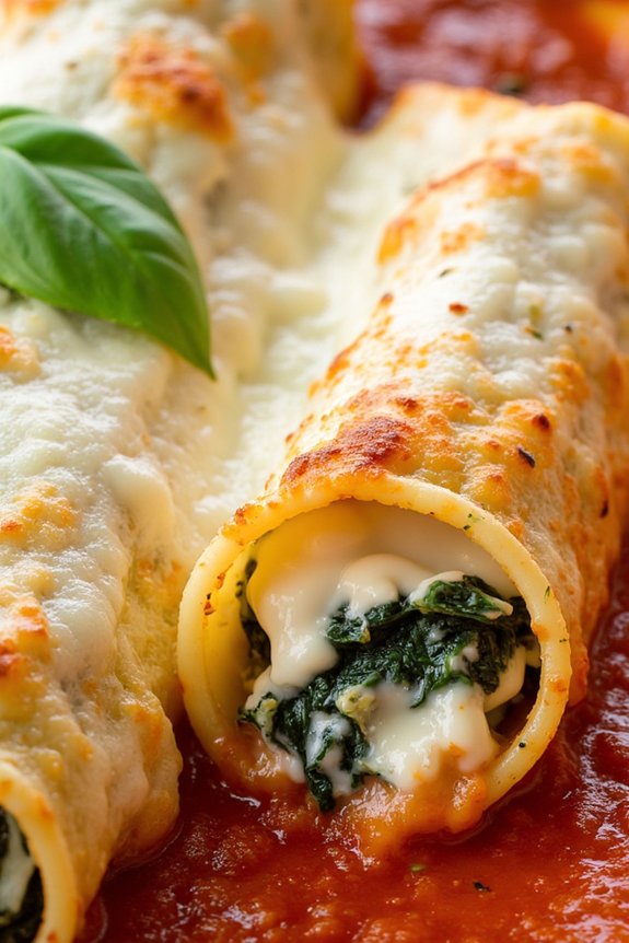 creamy spinach ricotta manicotti