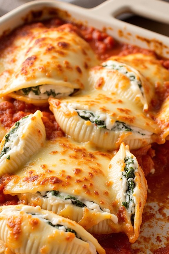 creamy spinach ricotta shells