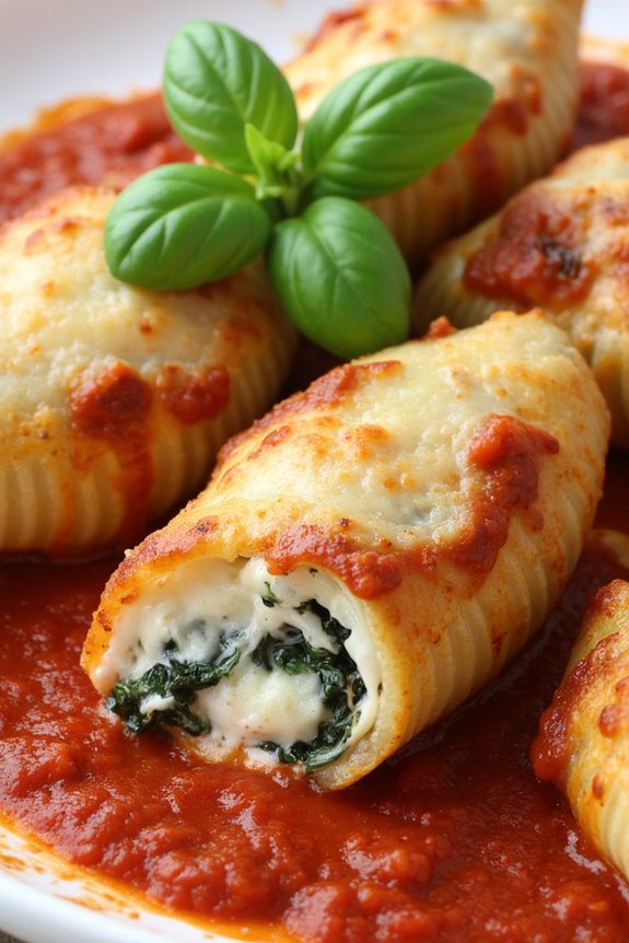 creamy spinach ricotta shells
