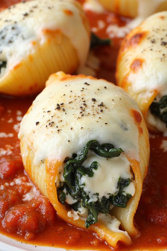 creamy spinach ricotta shells