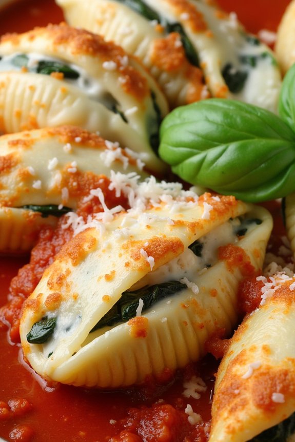 creamy spinach ricotta shells