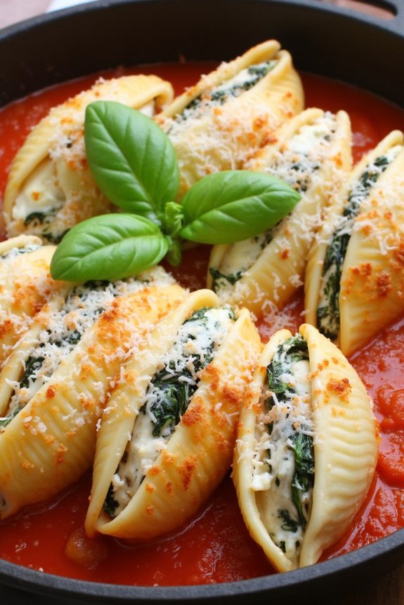 creamy spinach ricotta shells
