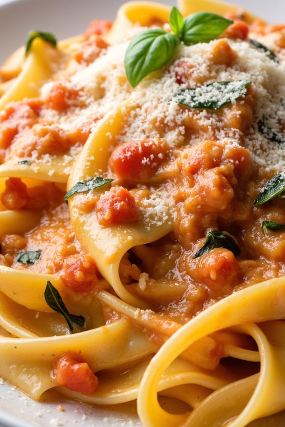 creamy tomato basil fettuccine