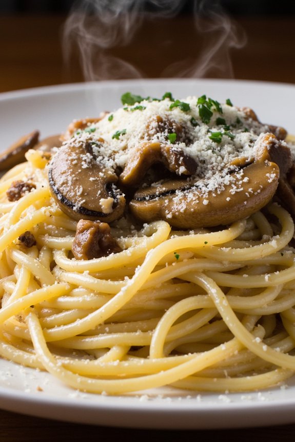 creamy vegetarian mushroom carbonara