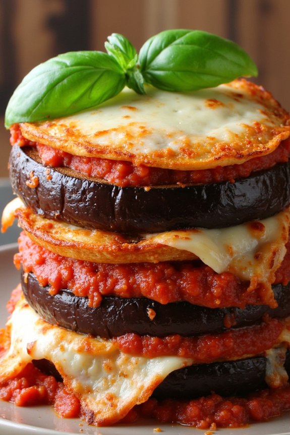 crispy eggplant layered stacks