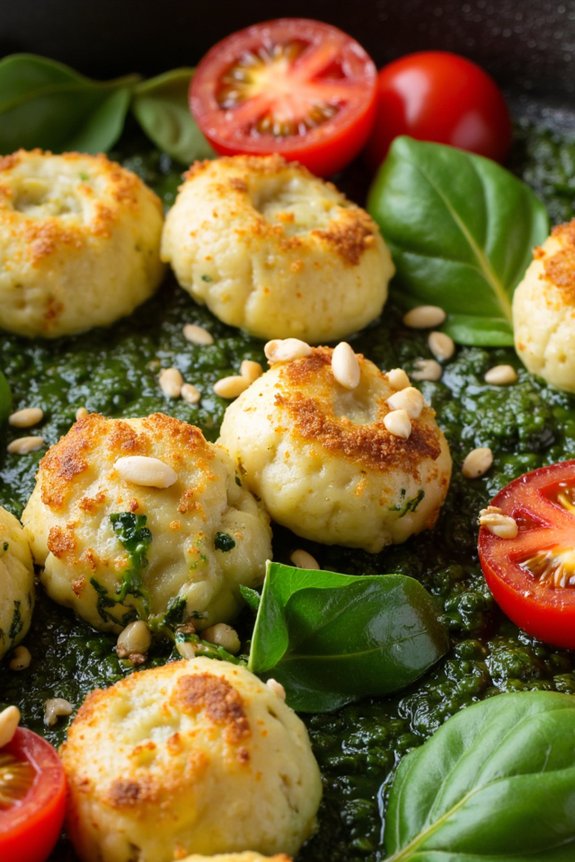 crispy gnocchi with pesto