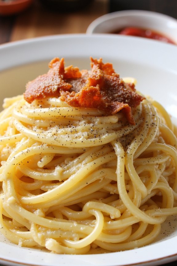 crispy pancetta elevates cacio e pepe