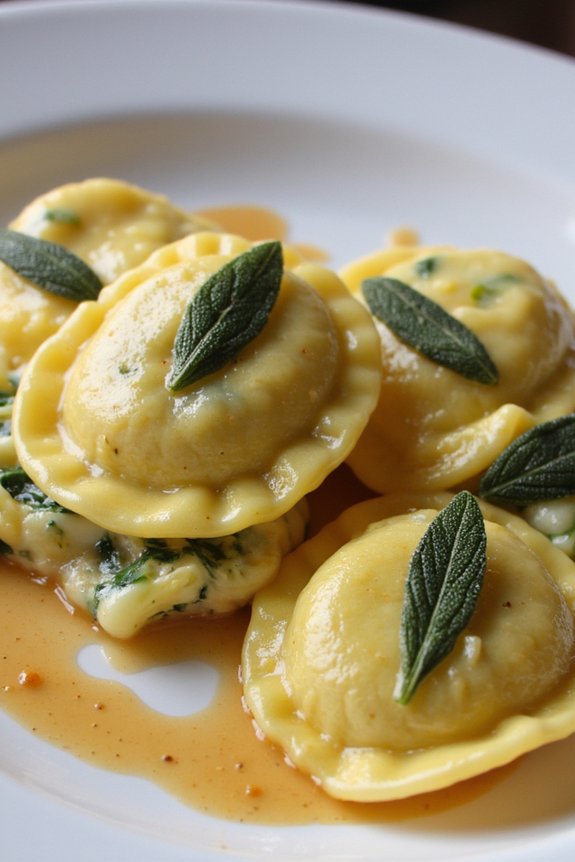 delicate spinach ricotta ravioli