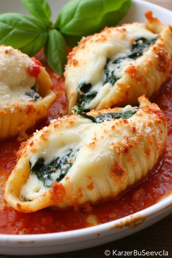 delicious spinach ricotta shells