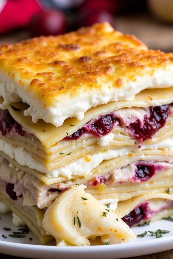 festive turkey cranberry lasagna